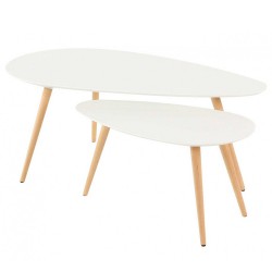 Tables Basses Gigognes Chêne et Laqué Blanc 116 KosyForm