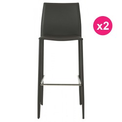 Lot de 2 Chaises de Bar Simili-Cuir Gris KosyForm