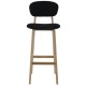 Lot de 2 Chaises de Bar Tissus Noir et Piétement Chêne Ana KosyForm