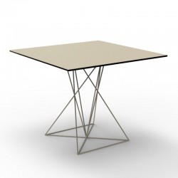 Mesa FAZ VONDOM ecru acero inoxidable base 80x80xH72