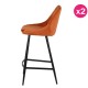 Lot de 2 Chaises Plan de Travail Velours Orange et Métal Kari KosyForm