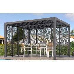 Pérgola Bioclimática Habrita Lamas Giratorias 11 m2 y Pantalla de Privacidad de 2 Caras