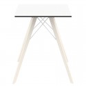 Table à manger Vondom Faz Wood plateau carré blanc et pieds chêne blanchis