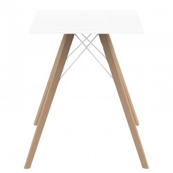 Mesa de comedor Vondom Faz Madera de tapa cuadrada blanca y pies de roble natural