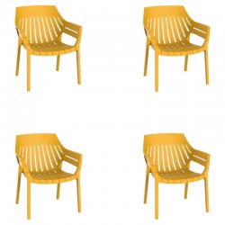 Lot de 4 fauteuils Vondom Spritz jaune moutarde