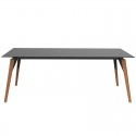 Table Vondom Faz Wood Plateau 200x90 Noir et Pieds Chêne Naturel