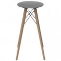 Hoge tafel Vondom Faz Wood Top Rond Hpl Zwart en Voeten Naturel Eiken Diameter 60 x H105cm