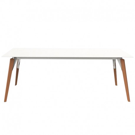 Table Vondom Faz Wood Plateau 200x90 White and Feet Natural Oak