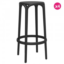 Juego de 4 taburetes de Bar Brooklyn Vondom altura del asiento 76 negro