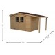 Casetta da giardino Legno Habrita 5,06 m2 con tenda da sole 2.69 m2