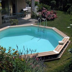 Piscina Madeira Ubbink Océa 580 H130cm Forro Azul