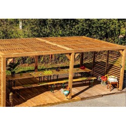 Habrita houten pergola 614x341 met mobiele zuignappen op dak en 2 zijden