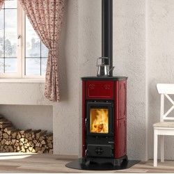 Fogão a lenha Nordica Extraflame Emiliana 6.5kW bordô