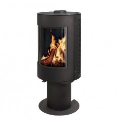 Intercambiador de calor de estufa de leña redonda NovaStove Rety 7kW con soporte