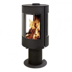 Trocador de Calor Redondo a Lenha NovaStove Orso 8kW 3 Lados Vidrados com suporte