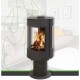 Poêle à Bois Rond échangeur thermique NovaStove Orso 8kW 3 Côtés Vitrés avec support