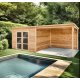 Poolhaus-Überdachung mit überdachten Terrassendielen 28mm Bahia Habrita 20m2