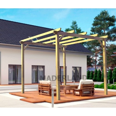 Freistehende Pergola aus Massivholz Madrid 3x3m 9m2