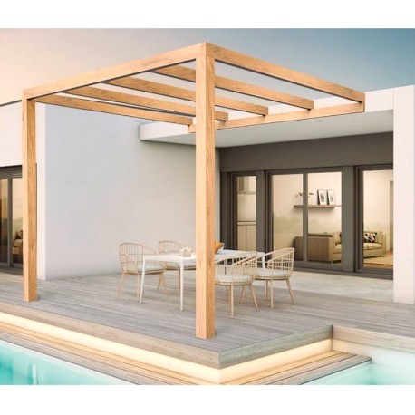 Burgos Pergola addossata in legno grezzo 5x4m 20m2