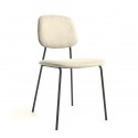 Set van 4 Linda VeryForma zwarte metalen stoelen met beige chenille kussen