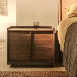 Bedside table with walnut veneer in dark finish 60x59 Noxi VeryForma