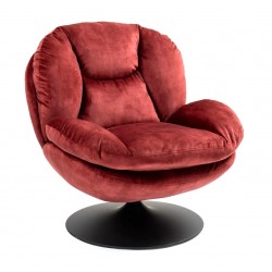 VeryForma Burgundy Red Velvet Top Swivel Chair