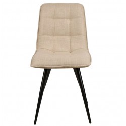 Set of 4 Dining Chairs Lize Beige Fabric Metal Legs VeryForma