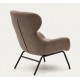 Lina fauteuil in lichtbruine chenille stof en VeryForma staal