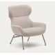 Fauteuil Lina en tissu chenille beige et acier VeryForma