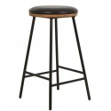 Set of 2 Snack Stools in Black Imitation Leather and Metal Legs Marc VeryForma